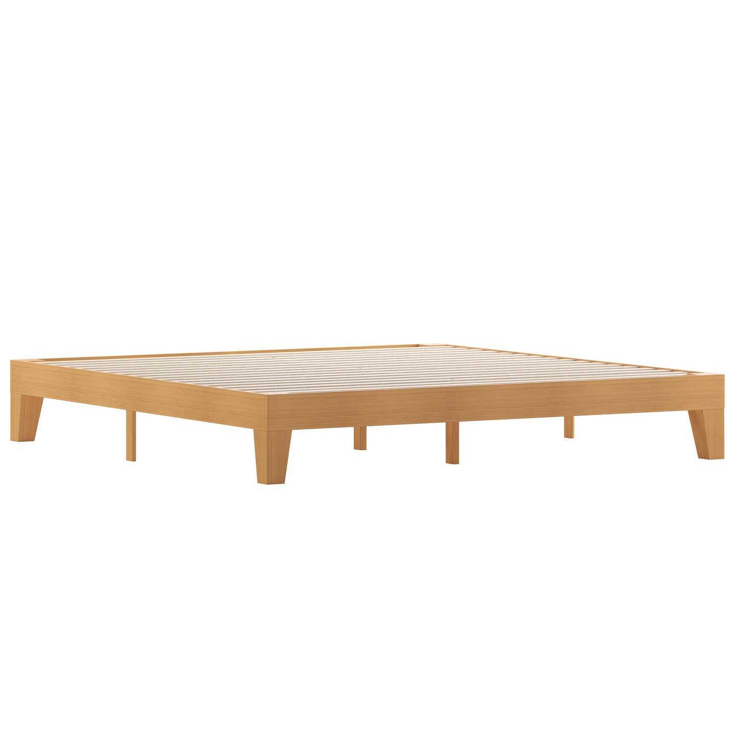 Merrick Lane Eduardo Platform Bed Frame, Solid Wood Platform Bed Frame With Slatted Support, No Box Spring Needed