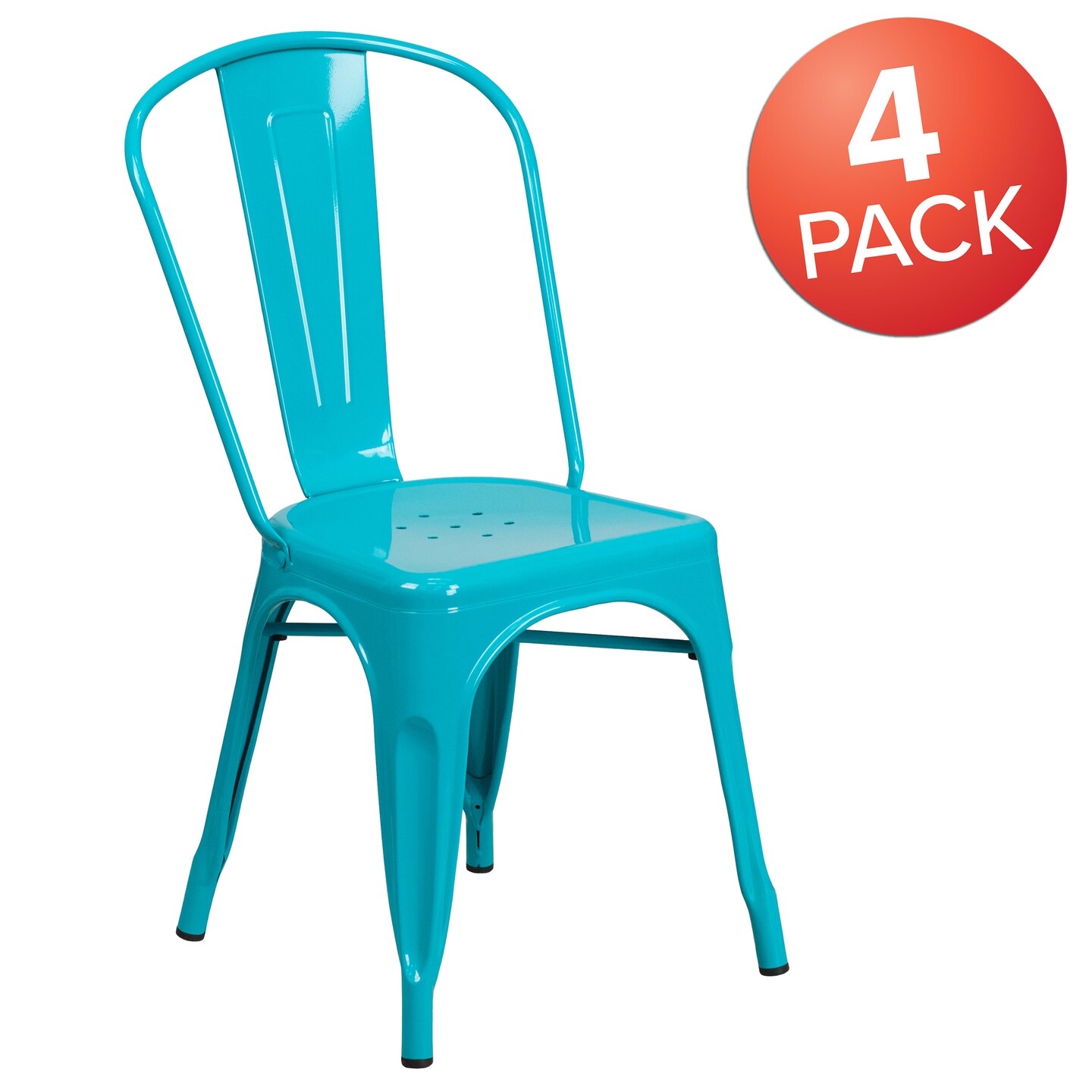 Emma and Oliver Commercial Grade 4 Pack Metal Indoor-Outdoor Stackable Chair