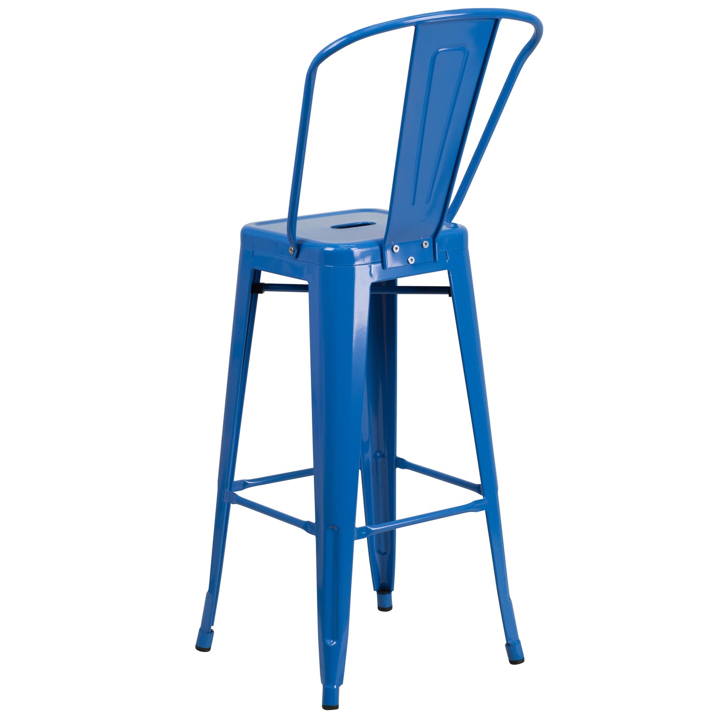 Emma and Oliver Commercial Grade 4 Pack 30" High Metal Indoor-Outdoor Barstool with Back