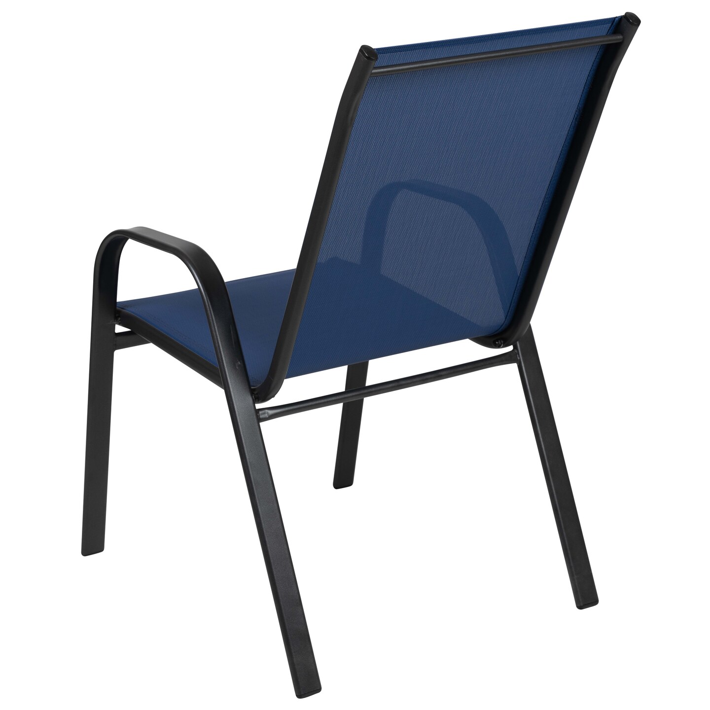 Emma and Oliver 5 Pack. Outdoor Stack Chair with Flex Comfort Material and Metal Frame