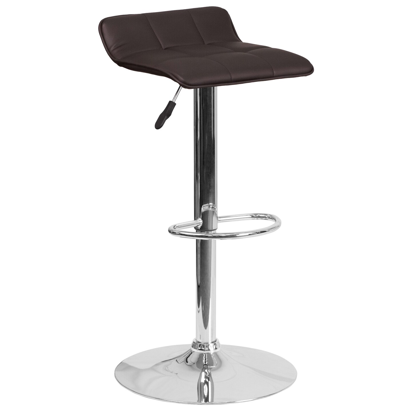 Emma and Oliver Quilted Wave Seat Adjustable Height Barstool with Chrome Base