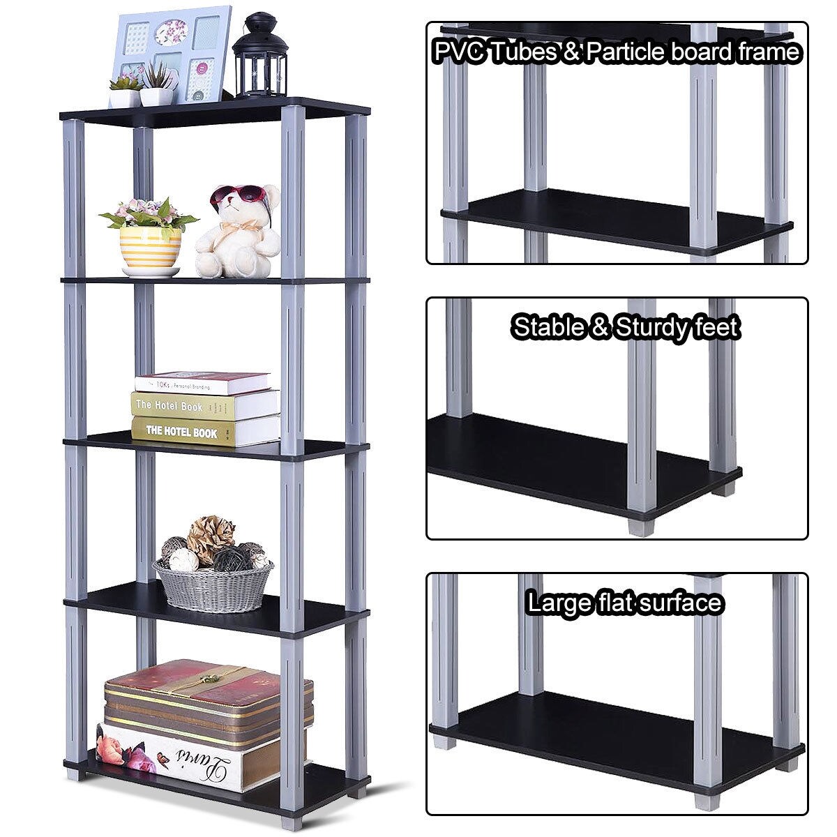 5-Tier Multi-Functional Storage Shelves Rack Display Bookcase
