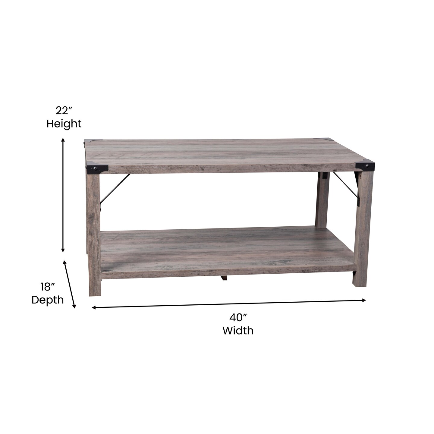 Merrick Lane Green River Modern Farmhouse Engineered Wood Coffee Table and Powder Coated Steel Accents