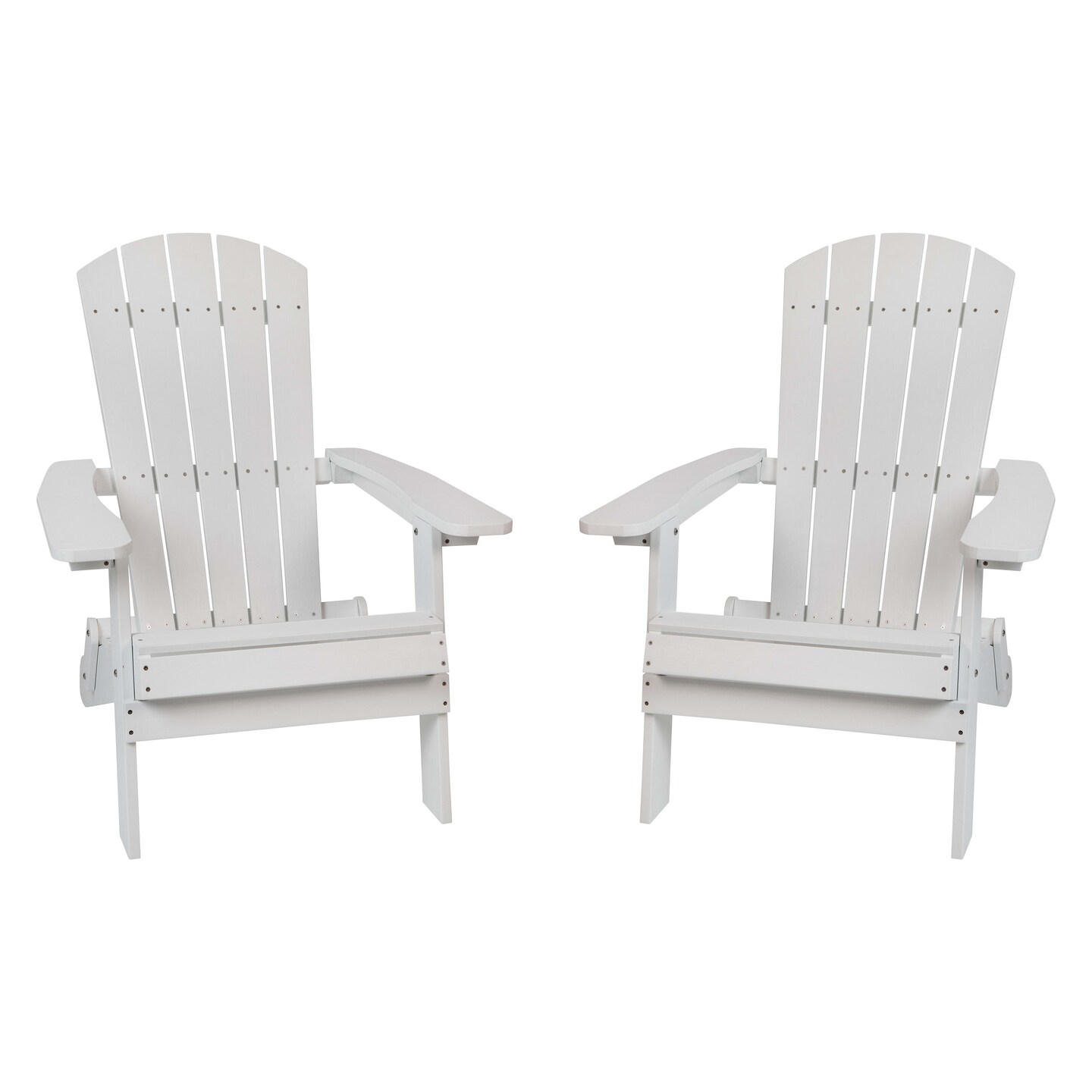Merrick Lane Set of 2 Riviera Poly Resin Folding Adirondack Lounge Chair - All-Weather Indoor/Outdoor Patio Chair
