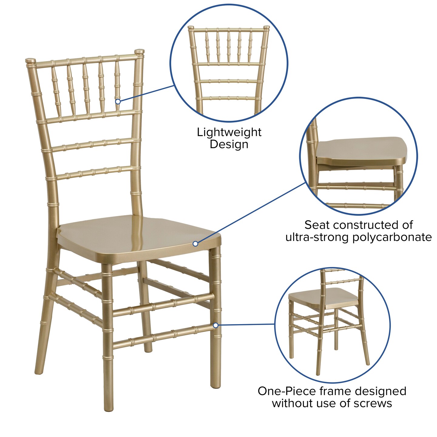 Emma and Oliver Wedding &#x26; Event Resin Stacking Chiavari Dining Chair