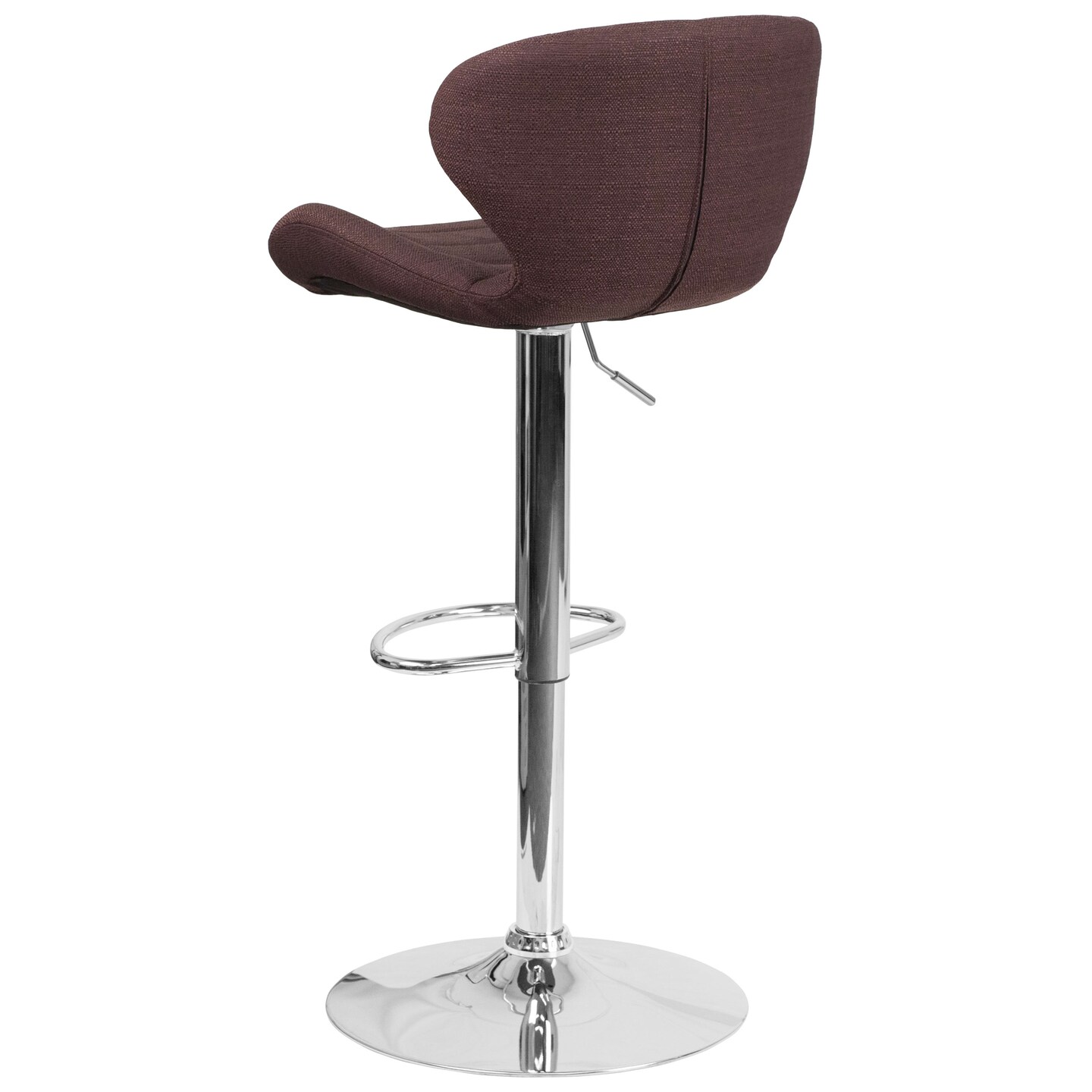 Merrick Lane Quincy Adjustable Height Barstool Contemporary Bar Height Stool with Curved Back and Metal Base with Footrest