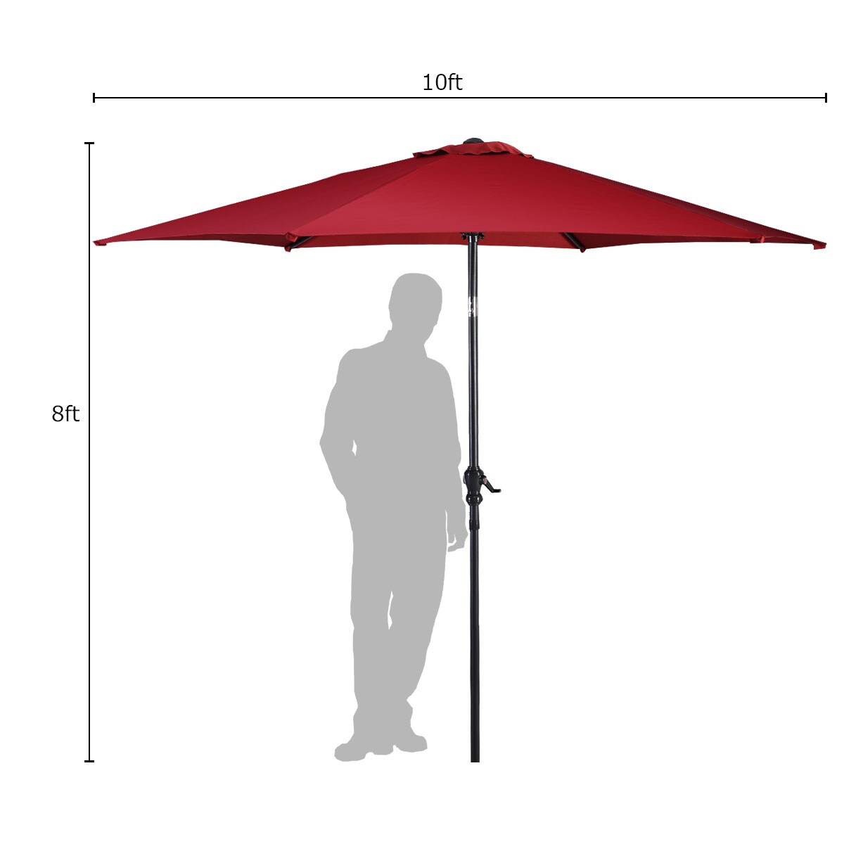 Costway 10 FT Patio Umbrella Patio Market Steel Tilt W/ Crank Outdoor Yard Garden