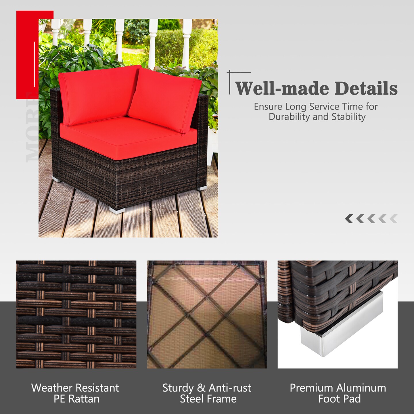 Costway 6PCS Patio Rattan Furniture Set Cushioned Sofa Coffee Table Garden