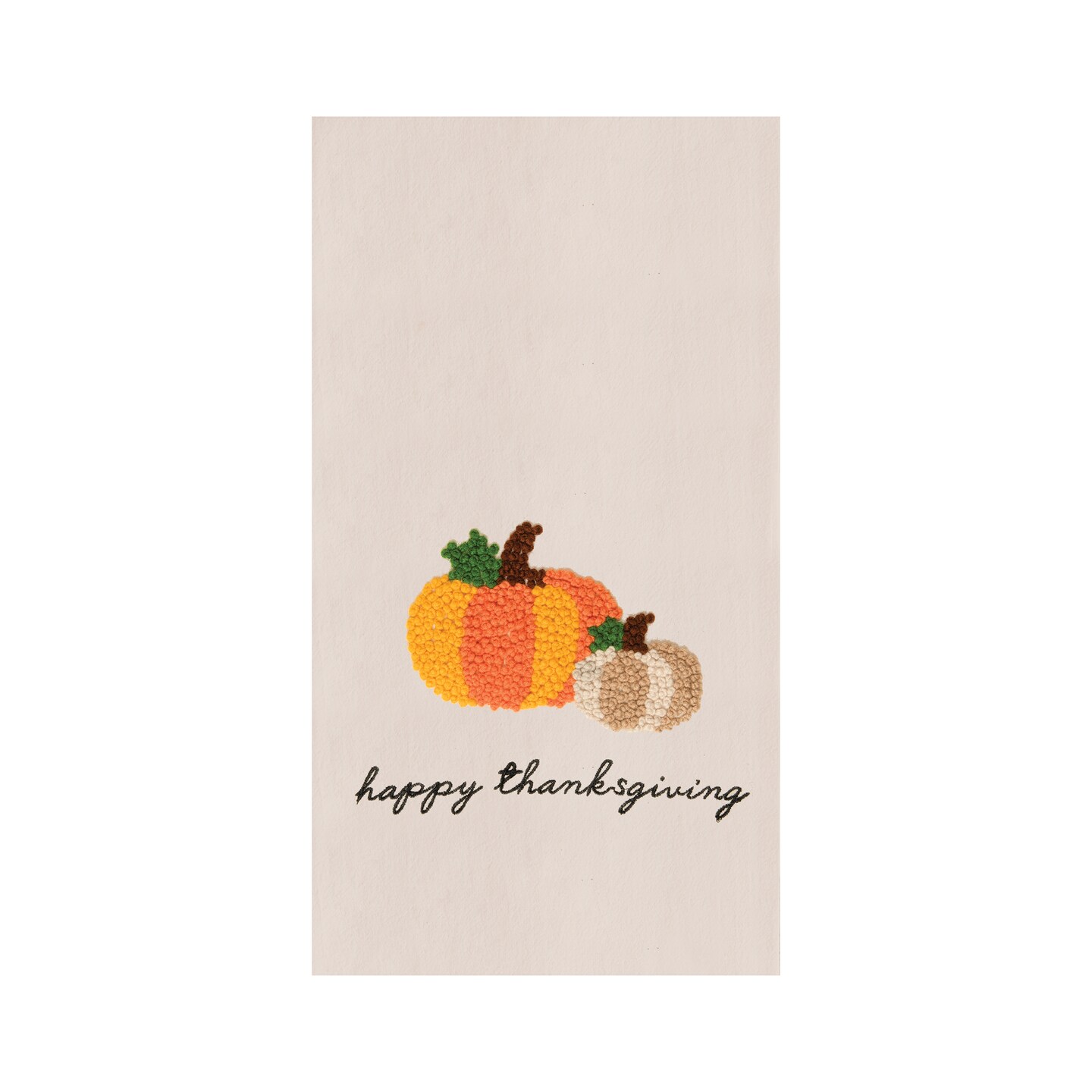 Happy Thanksgiving French Knot Flour Sack Kitchen Towel