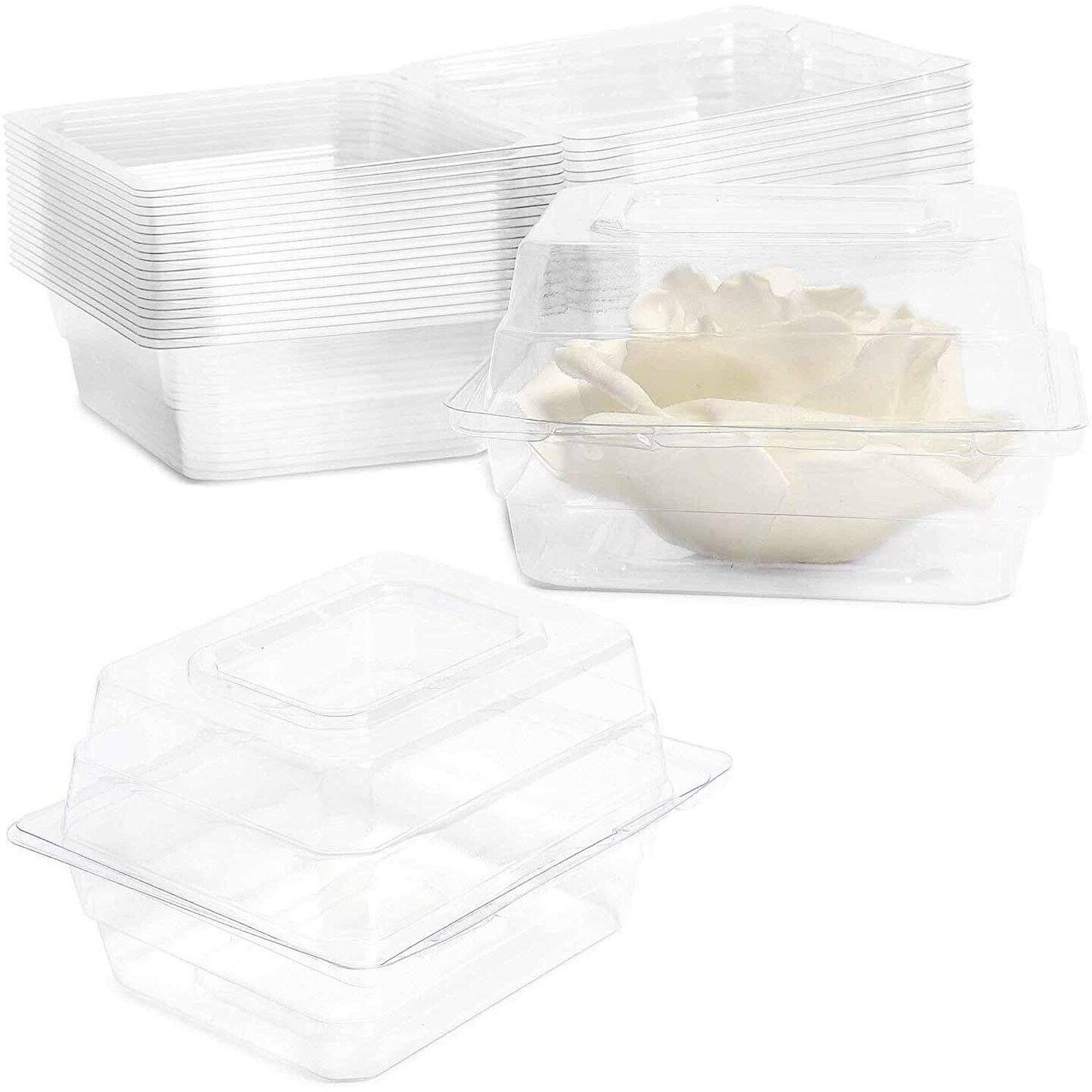 Corsage Plastic Box for Flowers, Clear (4.9 x 4.1 x 3 In, 20 Pack)