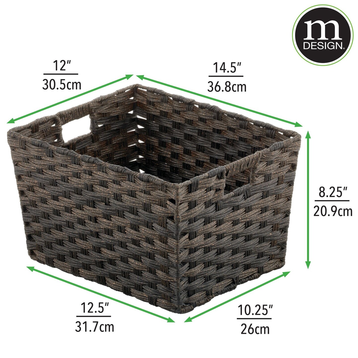 mDesign Wide Rectangular Woven Home Storage Basket Bin, 2 Pack