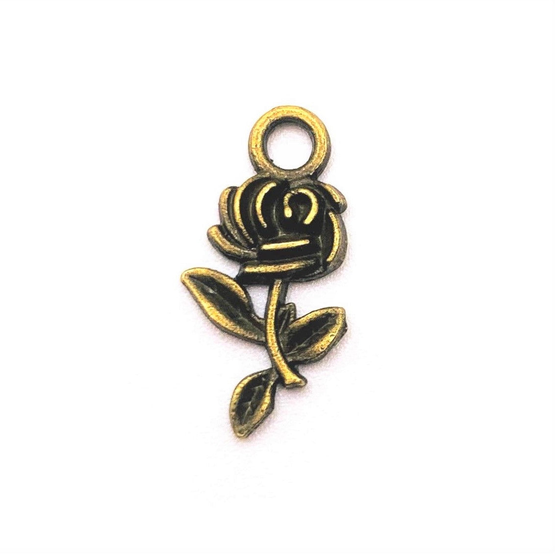 4, 20 or 50 Pieces: Small Bronze Rose Charms