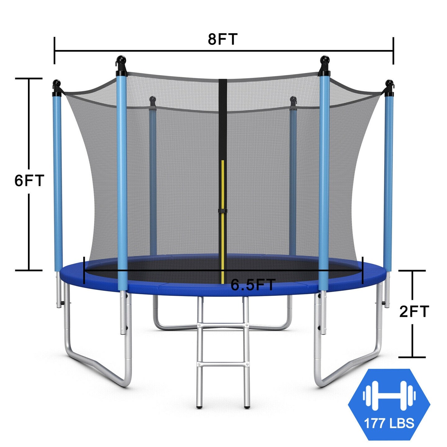 Outdoor Trampoline with Safety Closure Net