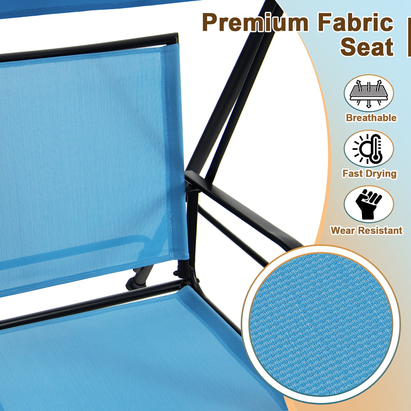 Costway 2-Seat Patio Swing Porch Swing with Adjustable Canopy for Garden Black/Dark Brown