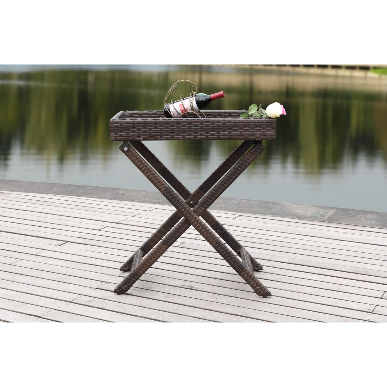 Safavieh   Outdoor Collection Bardia Folding Tray Table Brown