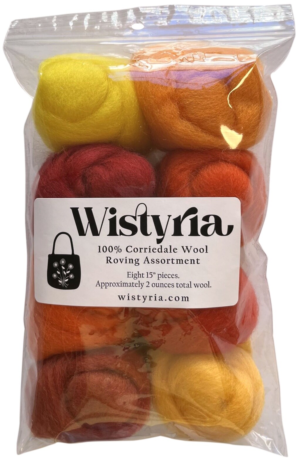 Wistyria Editions Wool Roving 15&#x22; .25oz 8/Pkg-Fire