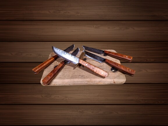 Hand forged steak knives