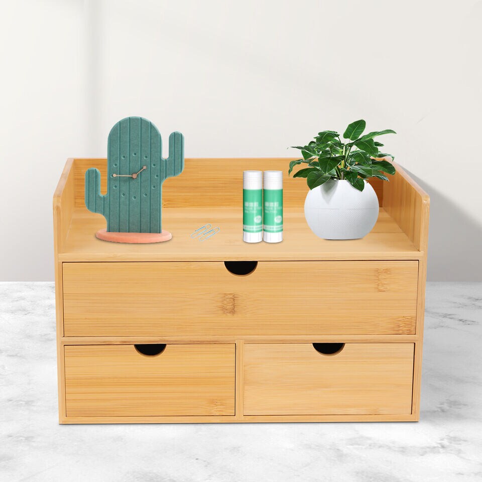 Kitcheniva Tabletop Desk Organizer Cabinet Drawer Storage Box Bamboo