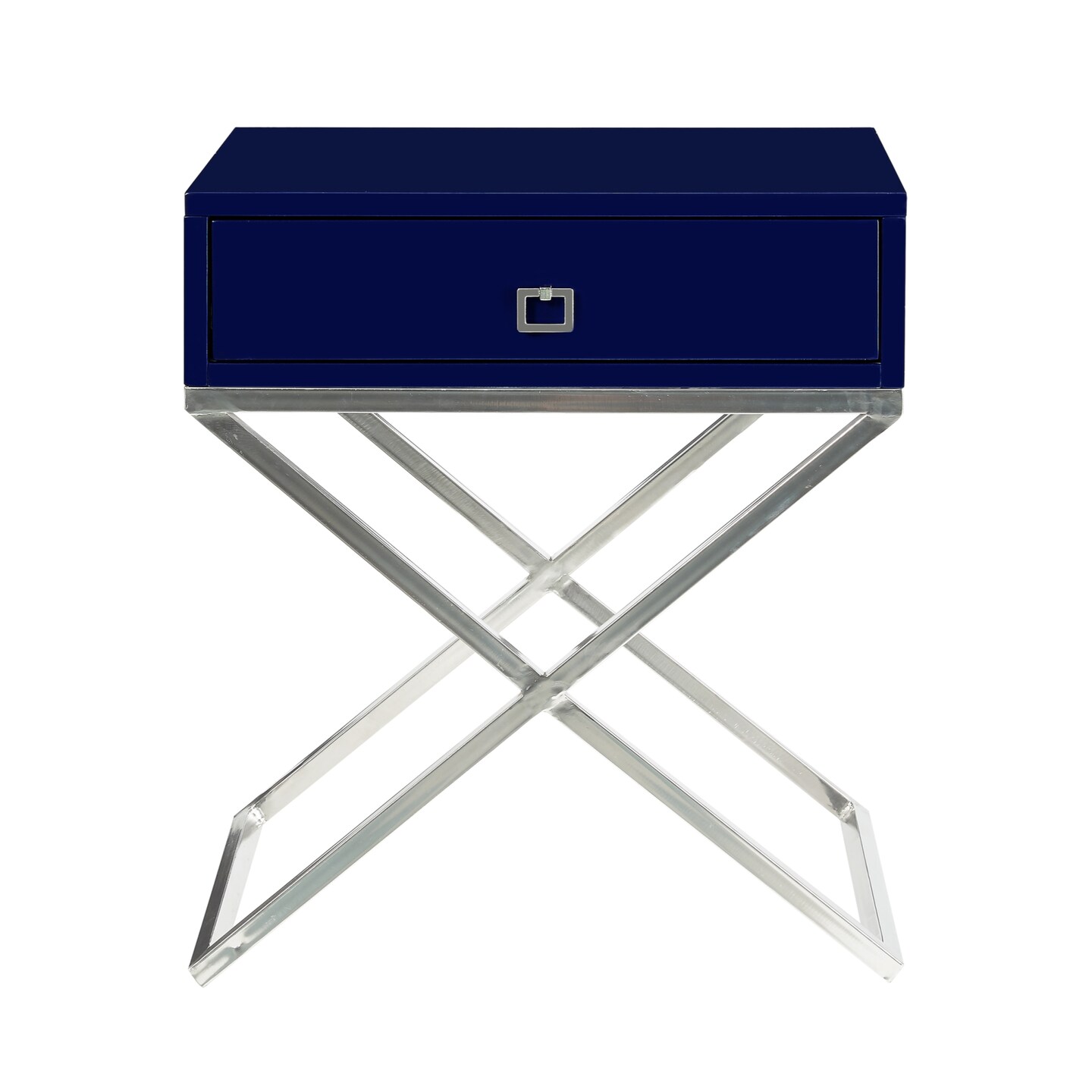 Laila Modern Square Lacquered Metal X-Leg Side/Accent Table/ Nightstand