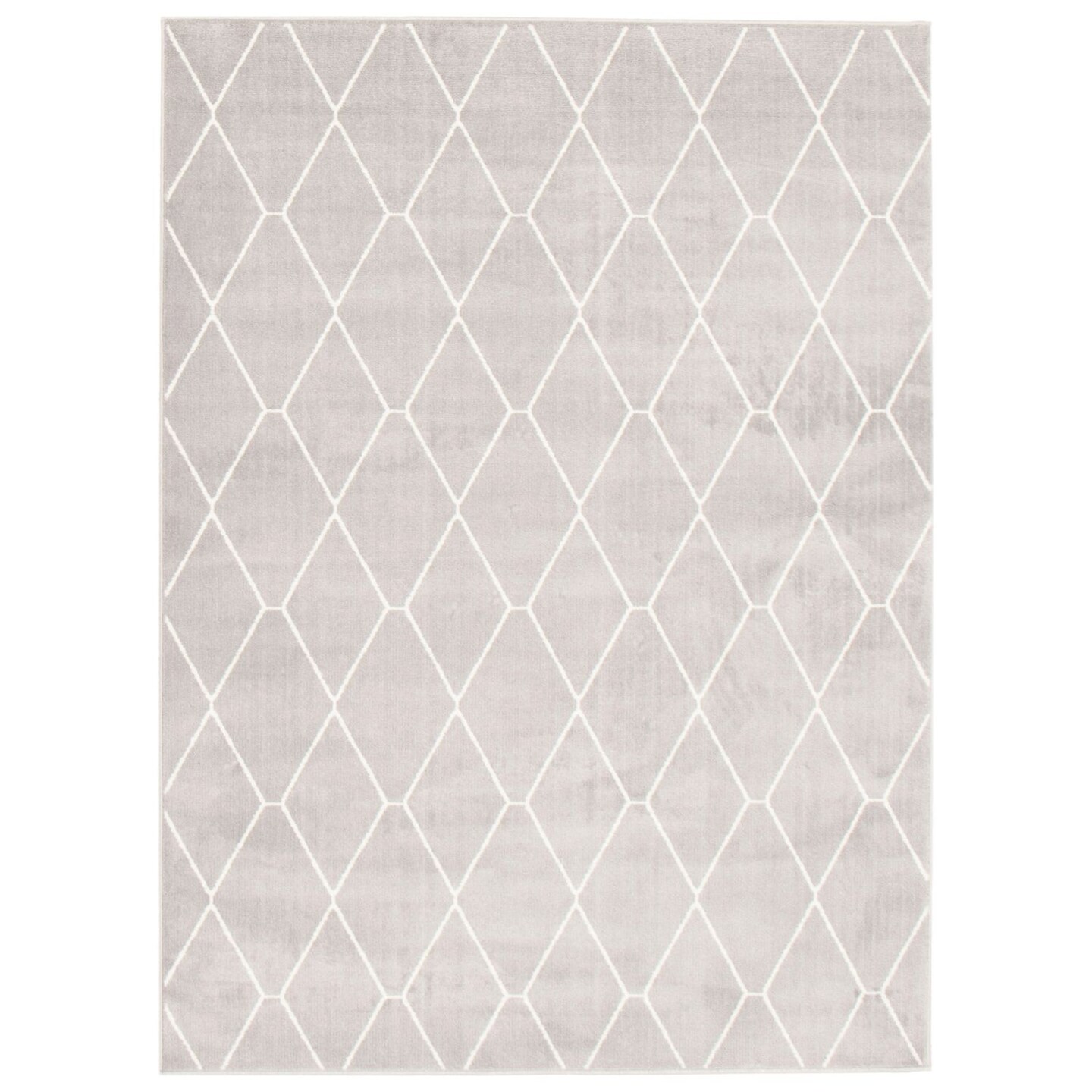 Chaudhary Living 5.25&#x27; x 7.25&#x27; Diamond Pattern Rectangular Area Throw Rug - White and Gray