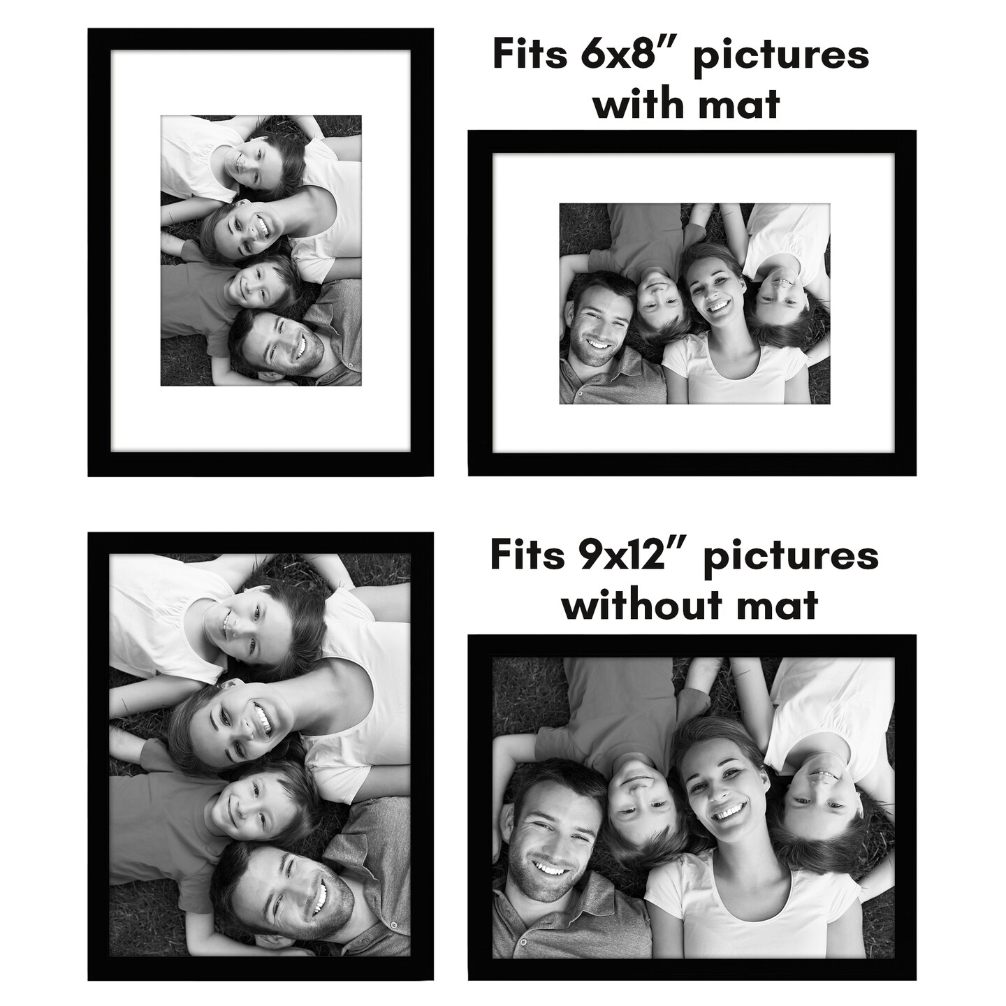Americanflat Picture Frame Set with Mat - Set of 5 - Photo Frame Set of Five for Wall Display - Plexiglass Cover - Hanging Hardware