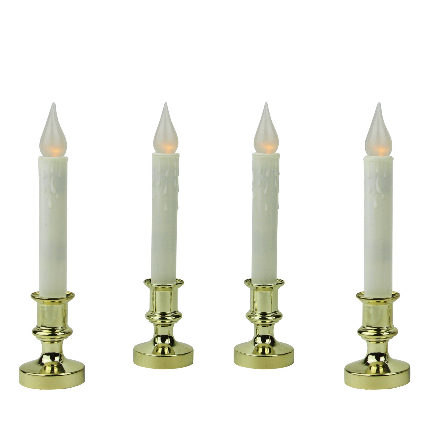 Northlight Set of 4 White and Gold LED C5 Flickering Christmas Candle Lamps with Timer 8.5&#x22;