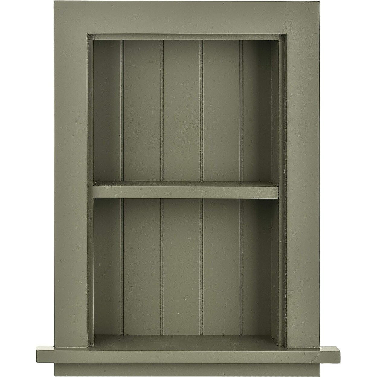 AdirHome   12.75 in. W Wood Bathroom Recessed Wall Shelf in Green