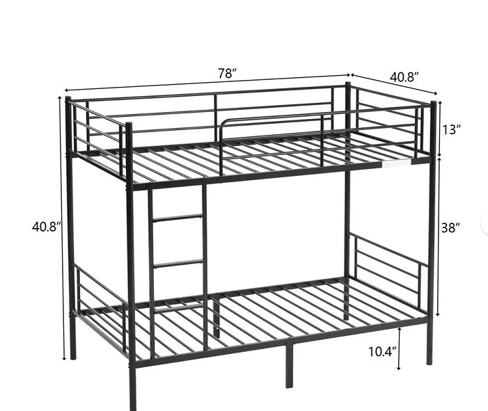 Steel Bunk Beds Frame Ladder Bedroom Dorm for Kids Adult Children Twin over Twin