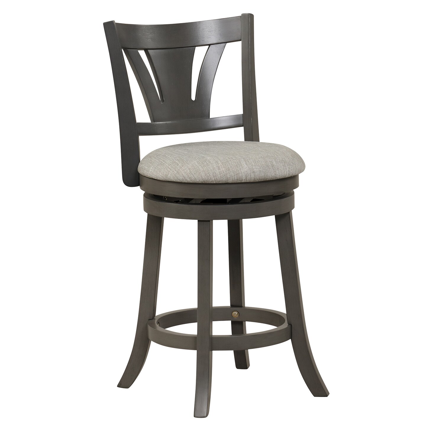 Costway 26.5&#x27;&#x27; Swivel Bar Stool Counter Height with Curved Backrest &#x26; Rubber Wood Legs