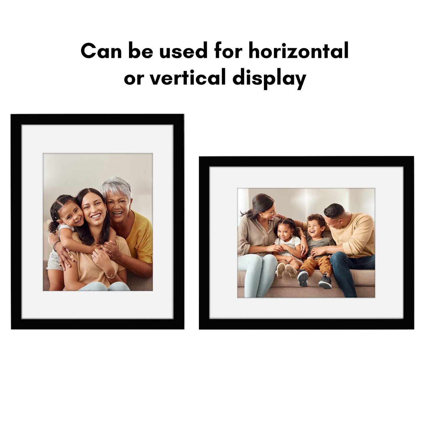 Americanflat Picture Frame with Mat - Photo Frame for Wall Display - Shatter Resistant Glass - Adjustable Hanging Hardware - Includes Easel - Black
