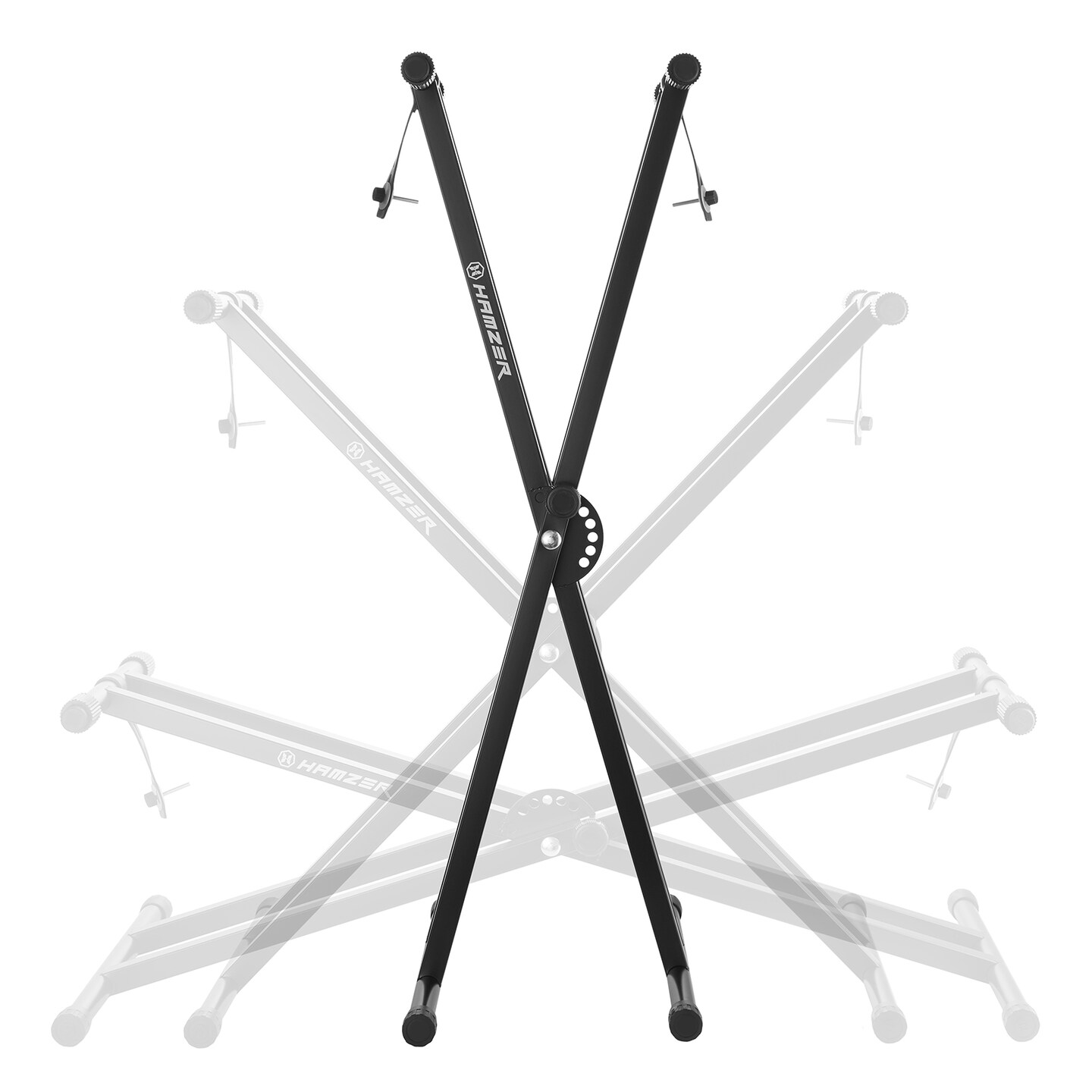 Hamzer Heavy Duty, Double-X Piano Keyboard Stand - Height Adjustable &#x26; Portable Brace w/ Non Slip Caps &#x26; Durable Locking Straps, Black