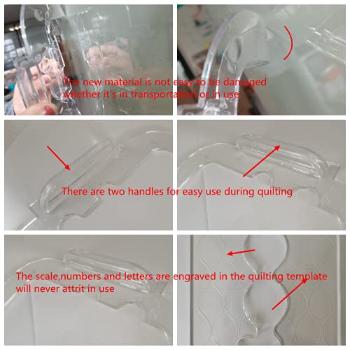 HONEYSEW Free Motion Quilting Template Series 5 with Quilting Frame for Domestic Sewing Machine Ruler (Heart Border Template)