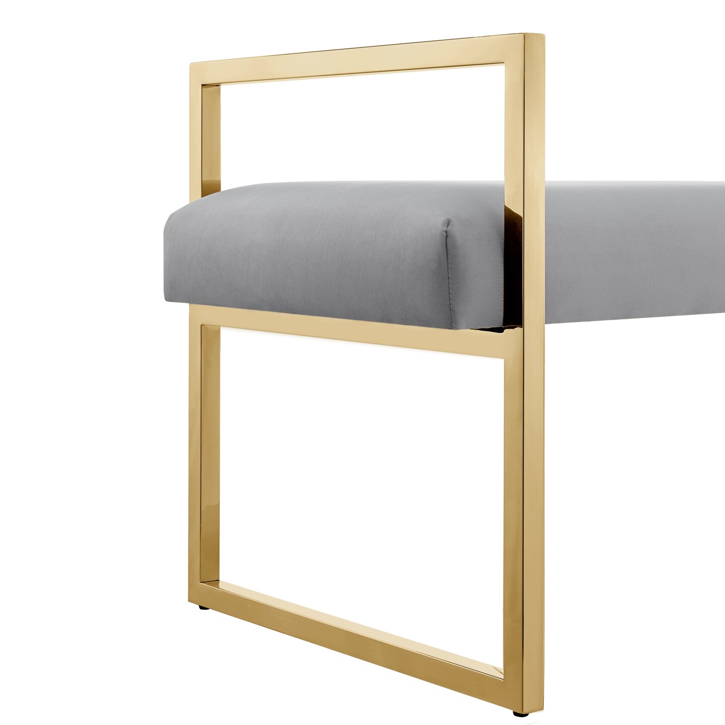 Maja Velvet/PU Leather Bench With Chrome/Gold Base