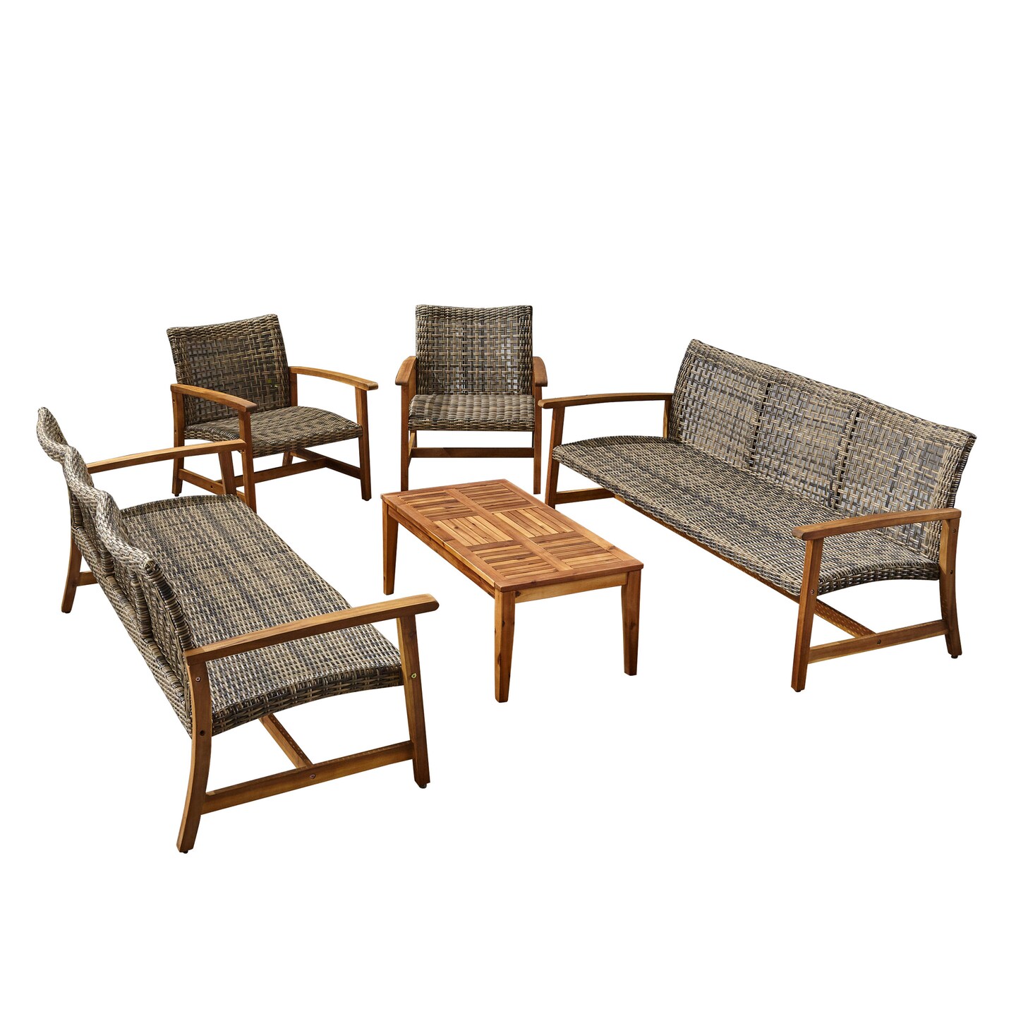 Contemporary Home Living 5-Piece Gray and Brown Outdoor Furniture Patio Chat Set 75.50&#x22;