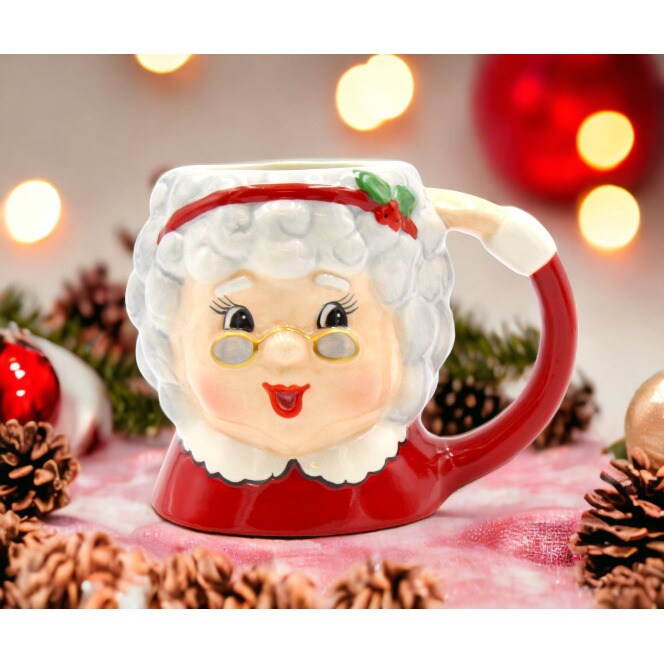 Hand Painted Christmas Mrs. Claus Mug Anniversary Gift, Jolly Holiday Gift Idea