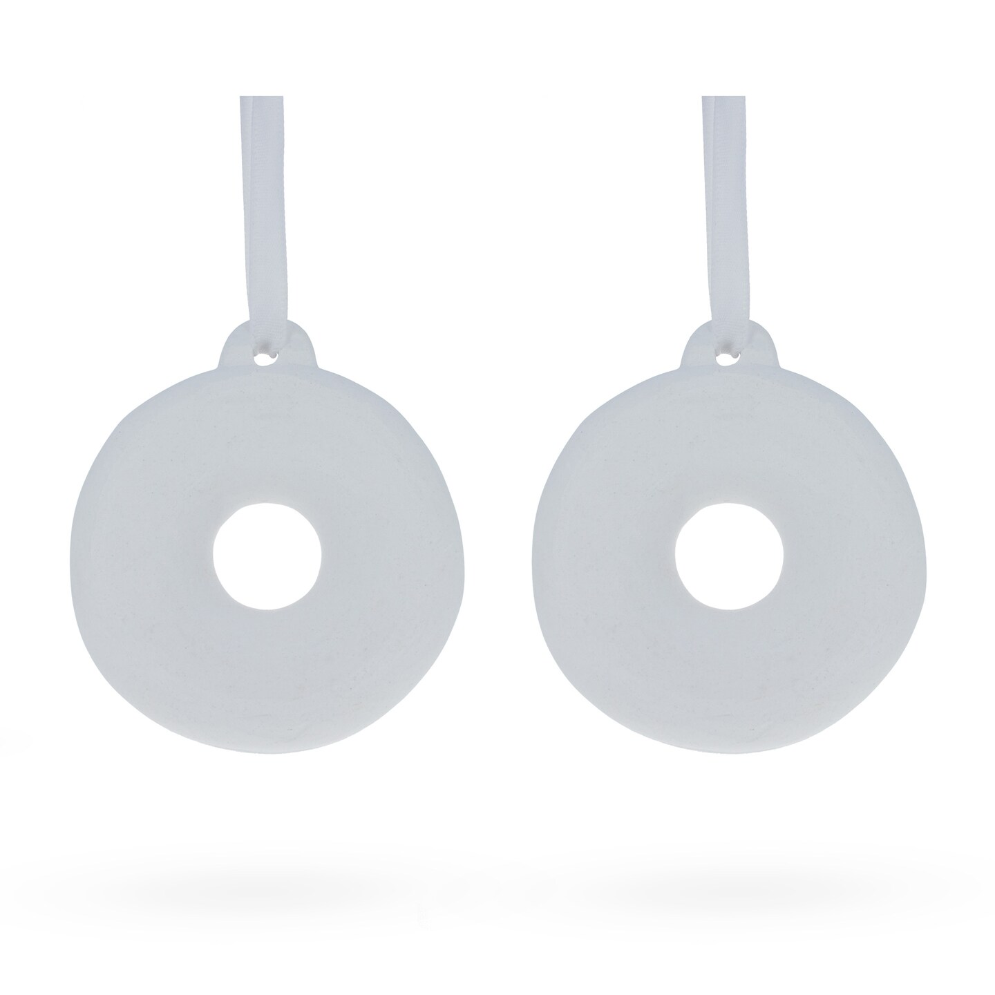 Set of 2 Plaster Donuts Christmas Ornaments 2.6 Inches