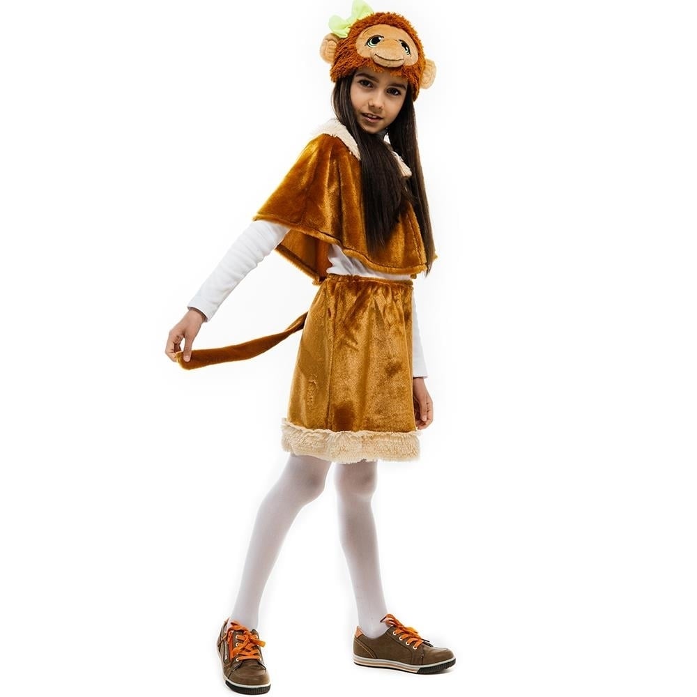 5 O&#x27;Reet Monkey Jungle Animal Girls Size XS 2/4 Plush Costume Tail Cape Headpiece 5 OReet