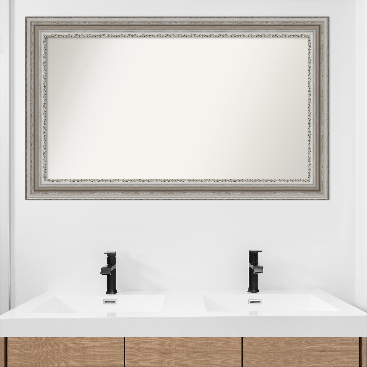Parlor Silver Non-Beveled Custom Framed Bathroom Vanity Wall Mirror