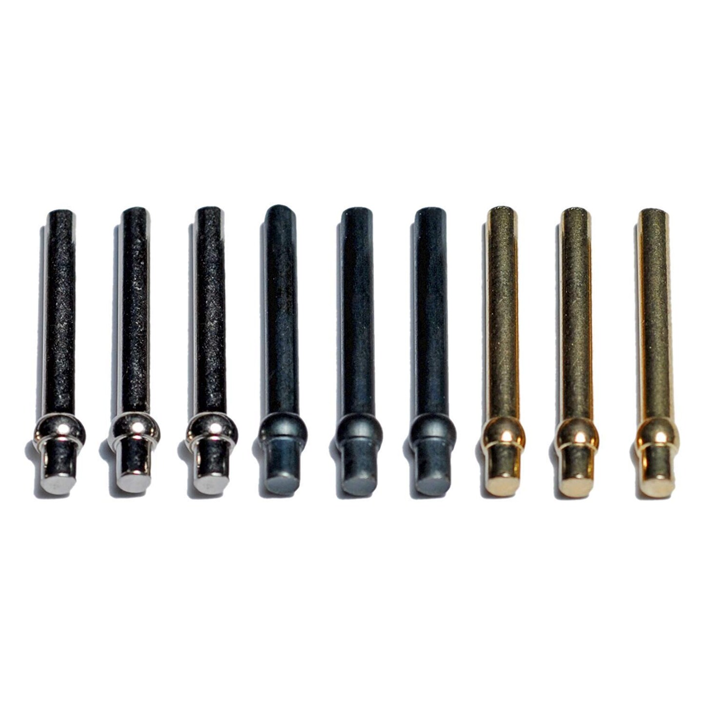 WE Games Standard Metal Cribbage Pegs with Velvet Pouch - Set of 9 (Brass, Silver & Black)