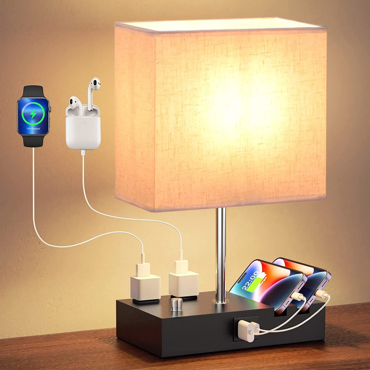 Global Phoenix Fully Dimmable Table Lamp for Bedroom Living Room Bedside Lamp