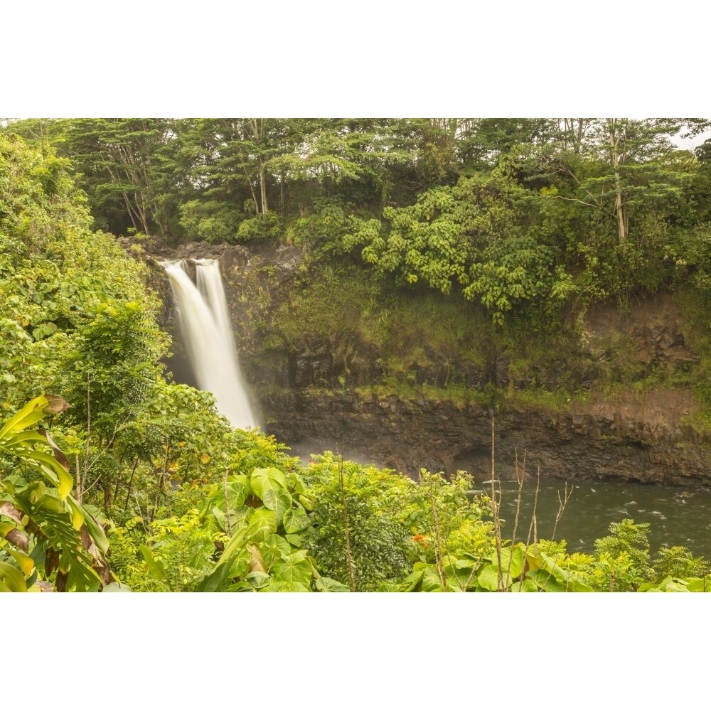 Usa Hawaii Rainbow Falls. Waterfall And Tropical Landscape. Poster Print By Jaynes Gallery