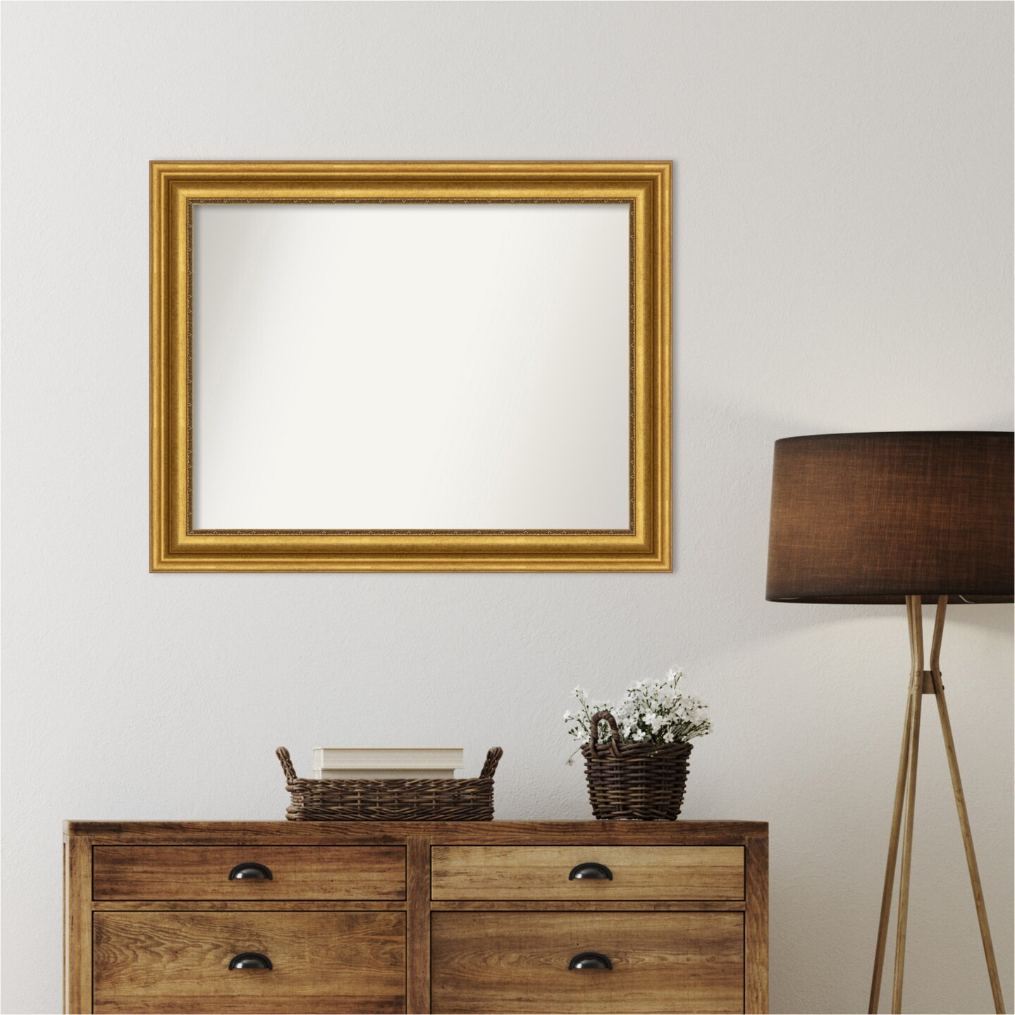 Parlor Gold Non-Beveled Custom Framed Bathroom Vanity Wall Mirror