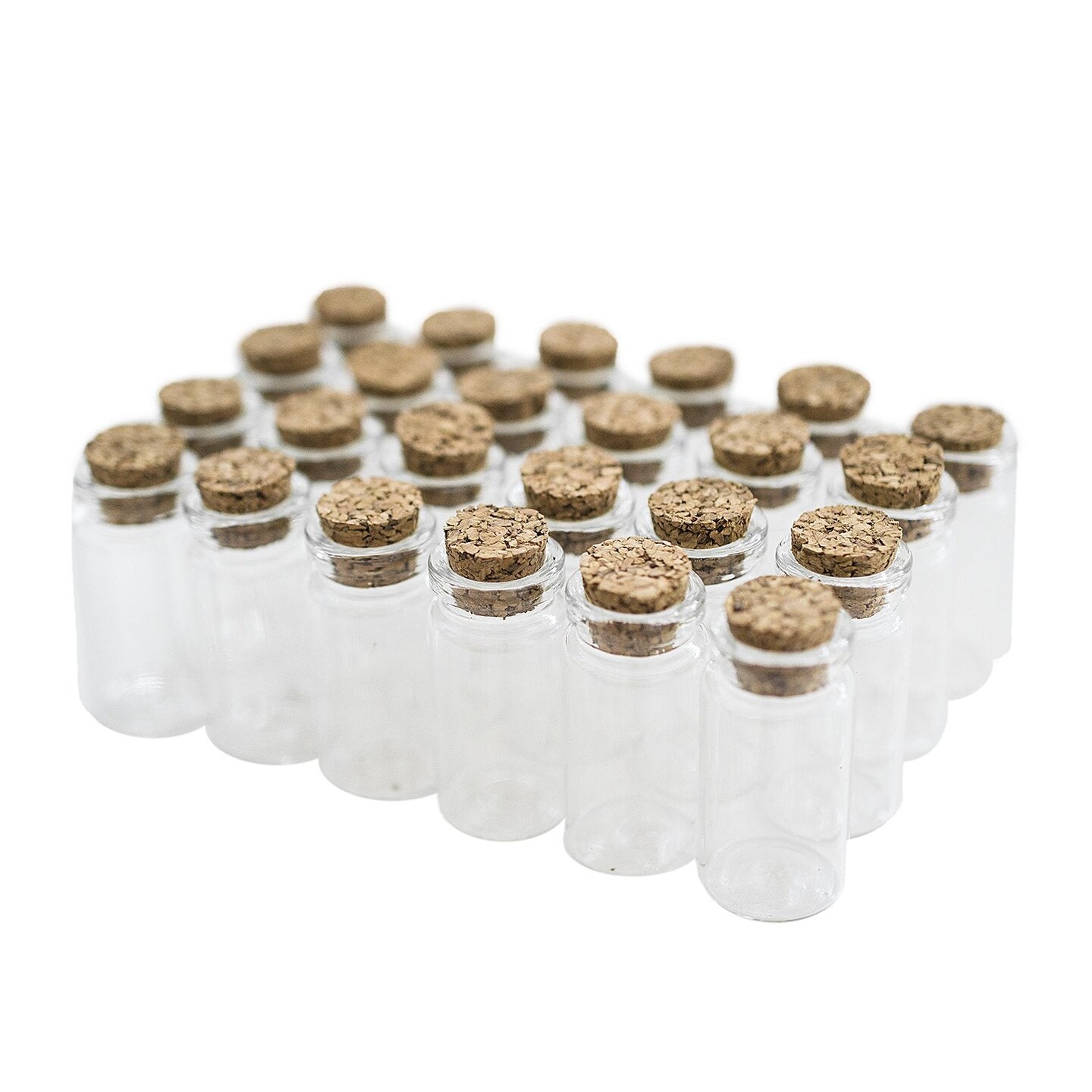 24 Pieces Mini Clear Glass Jars Bottles with Cork Stoppers for Arts & Crafts, Projects, Decoration, Party Favors - Size: 1-1/2" Tall X 3/4 Inches Diameter