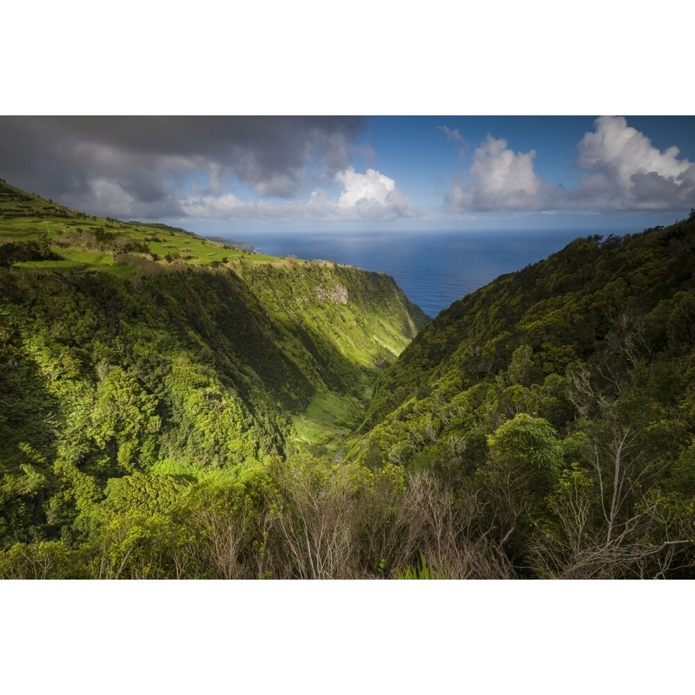Portugal Azores Faial Island. Landscape From The Miradouro Ribeira Funda Poster Print By Walter Bibikow