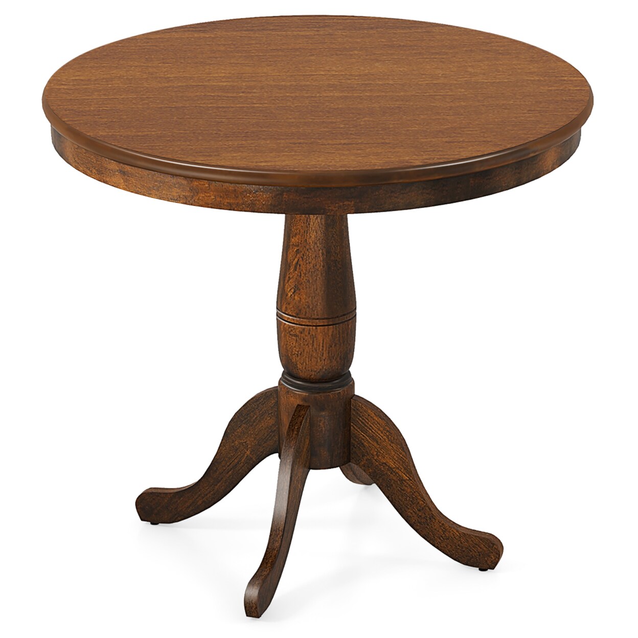 Gymax 32&#x22; Round Pedestal Dining Table Kitchen Dining Room Walnut