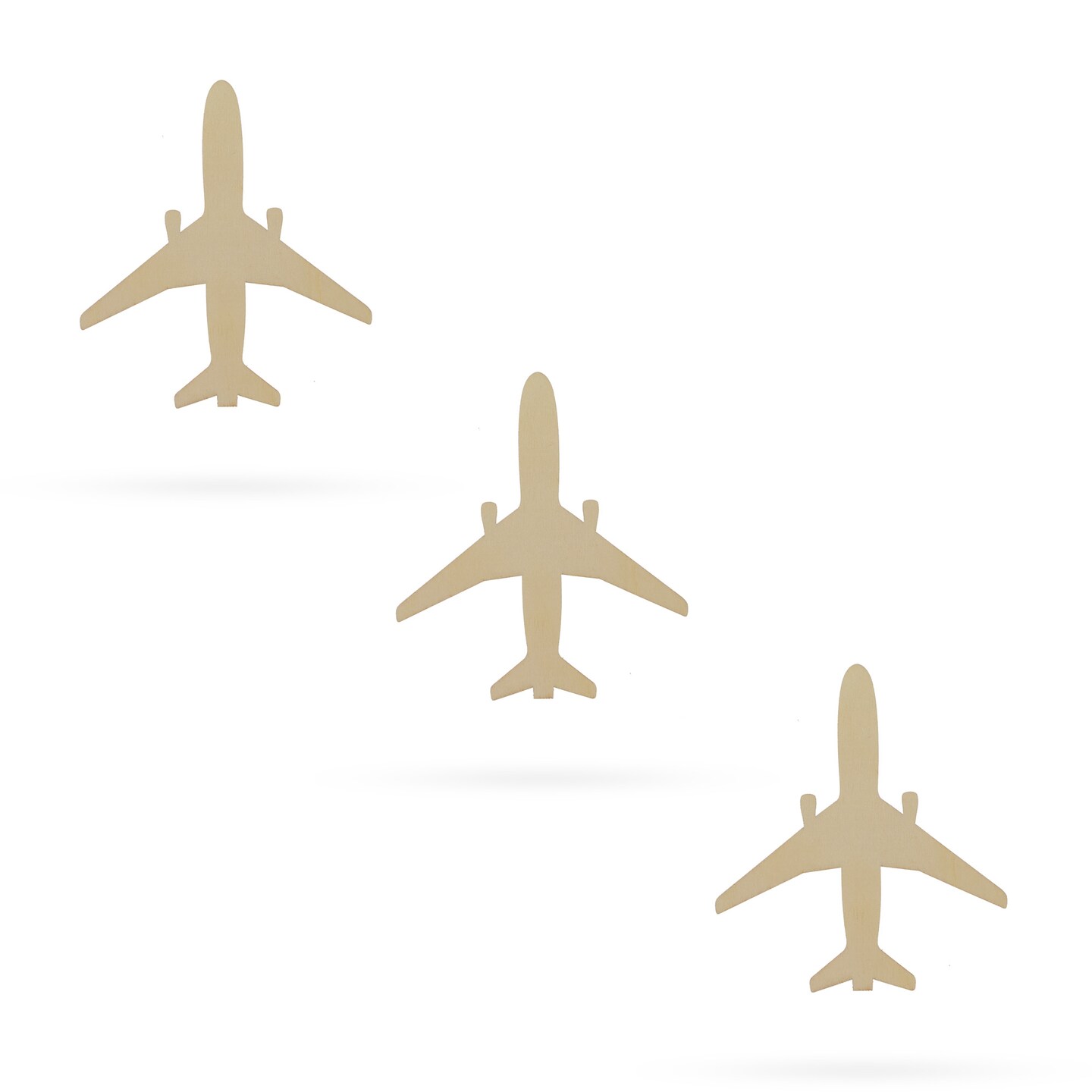3 Airplanes Unfinished Wooden Shapes Craft Cutouts DIY Unpainted 3D Plaques 4 Inches