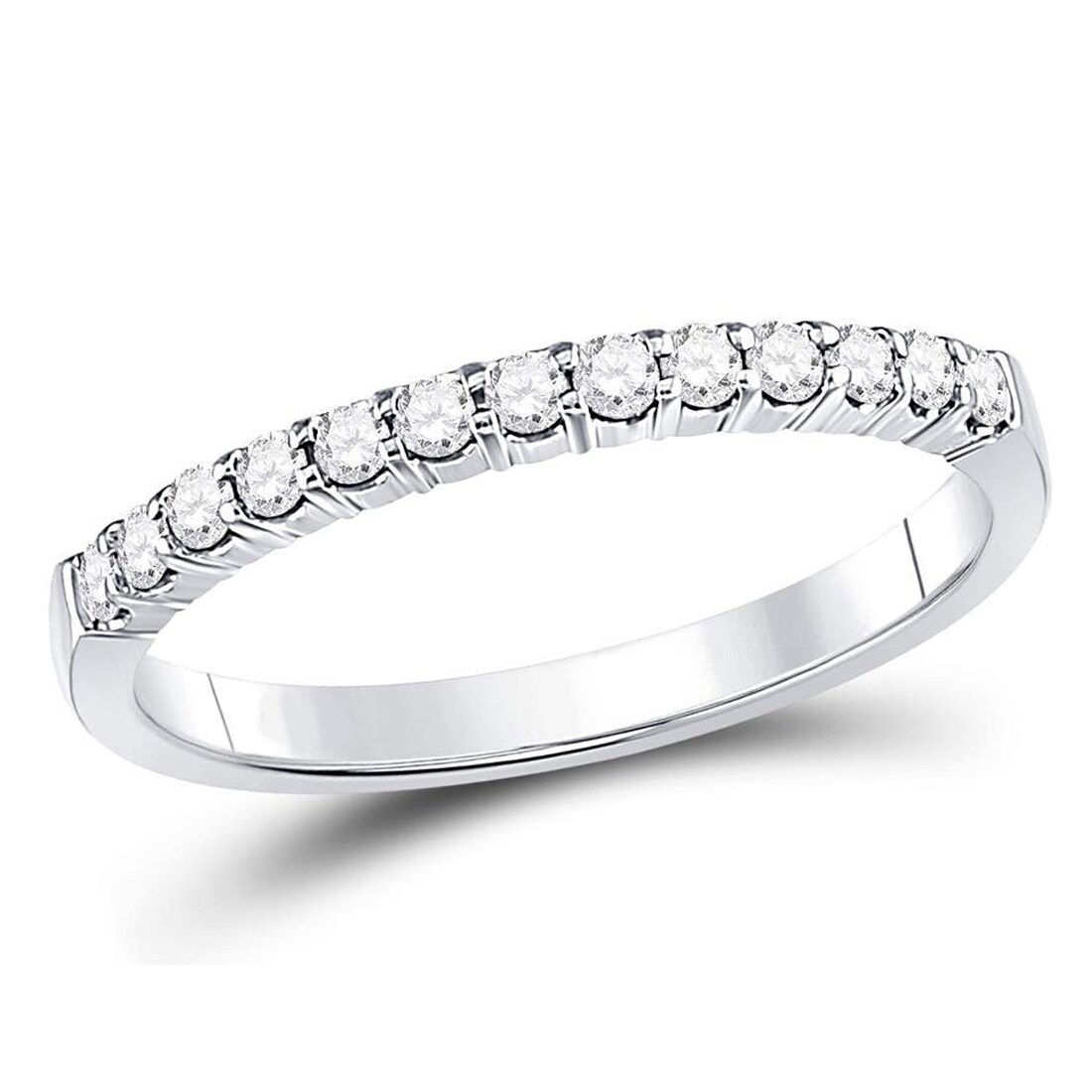 Gem And Harmony 1/4 Carat (ctw G-H I1-I2) Pave Set Diamond Wedding Band Ring in 14K White Gold