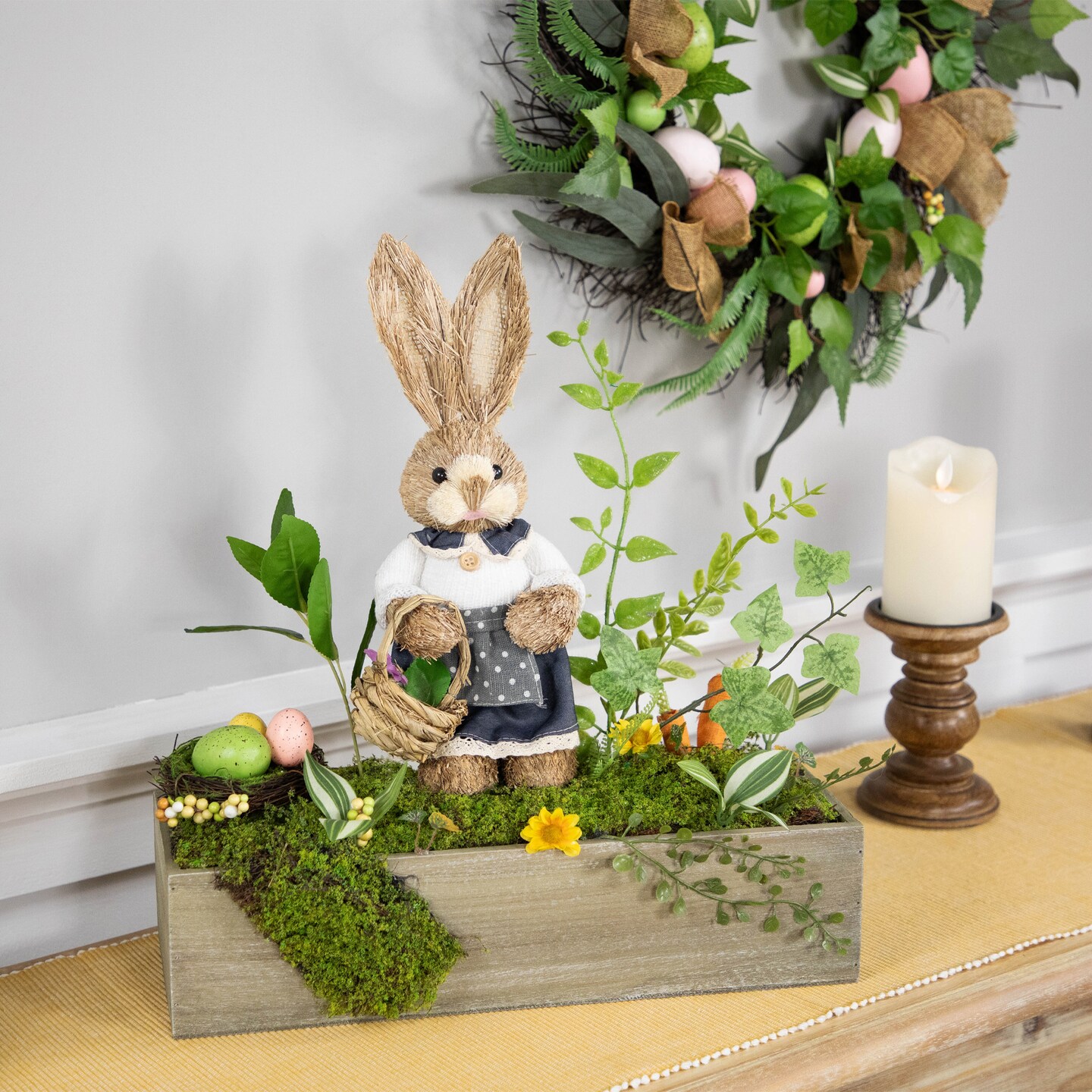 Northlight Boxed Garden Arrangement with Bunny Tabletop Easter Decoration - 17.25&#x22;