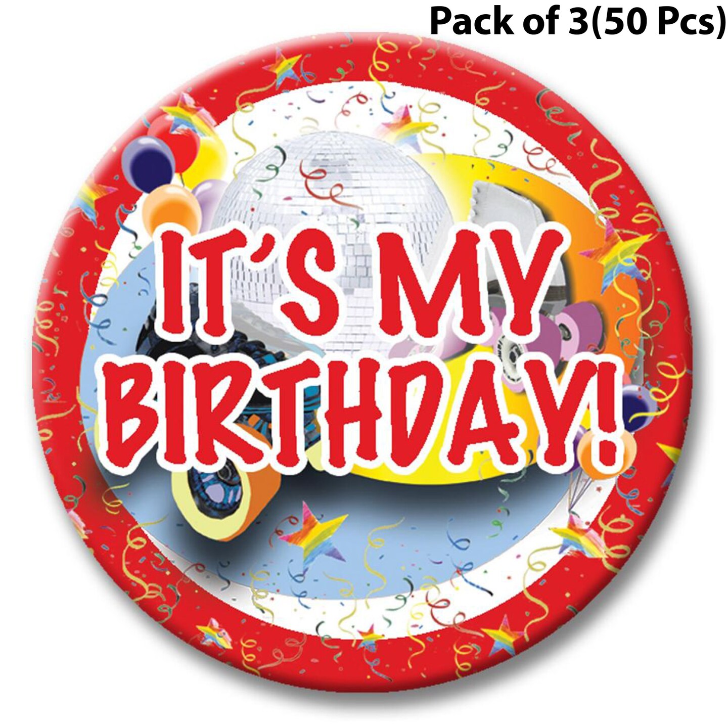 Disco Skate Themed Button - It&#x27;s My Birthday 2 1/4 inch button with safety pin back | MINA&#xAE;