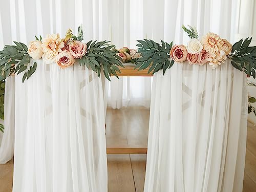 MISSPIN Wedding Artificial Flowers Combo Box Set for DIY Wedding Bridal Bouquets Fake Peony Flowers Leaf with Stems Centerpieces Arrangements Party Baby Shower Home Decorations(Champagne)